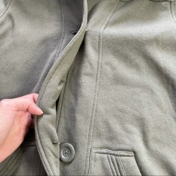Olive Green Hooded Fleece Jacket Light Weight Coat Size S - Picture 6 of 10